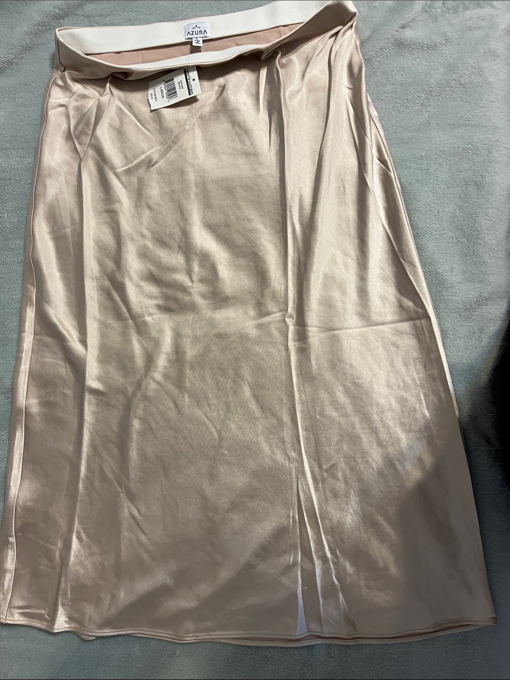 Silky Champagne Midi Skirt - Sleek Satin Finish